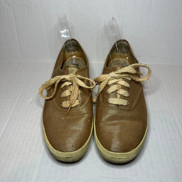 Keds Size 8.5 Lace Up Sparkle Walking Travel Sneaker Shoes Rose Gold Metallic - Picture 3 of 10